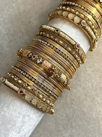 Nanditha Luxury Bangle stack - Gold - SOKORA JEWELSNanditha Luxury Bangle stack - GoldBANGLES