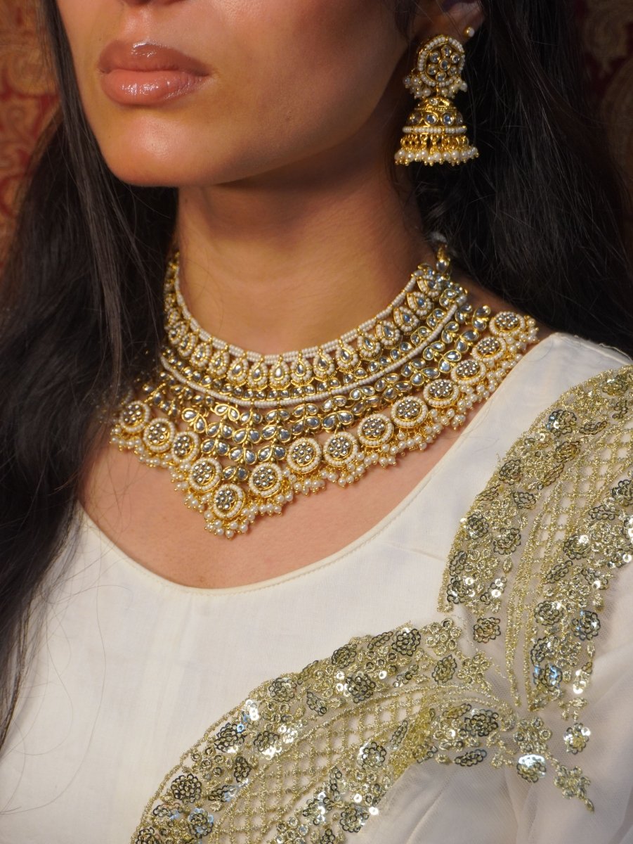 Navneet Faux Kundan Set - White - SOKORA JEWELSNavneet Faux Kundan Set - WhiteNECKLACE SETS