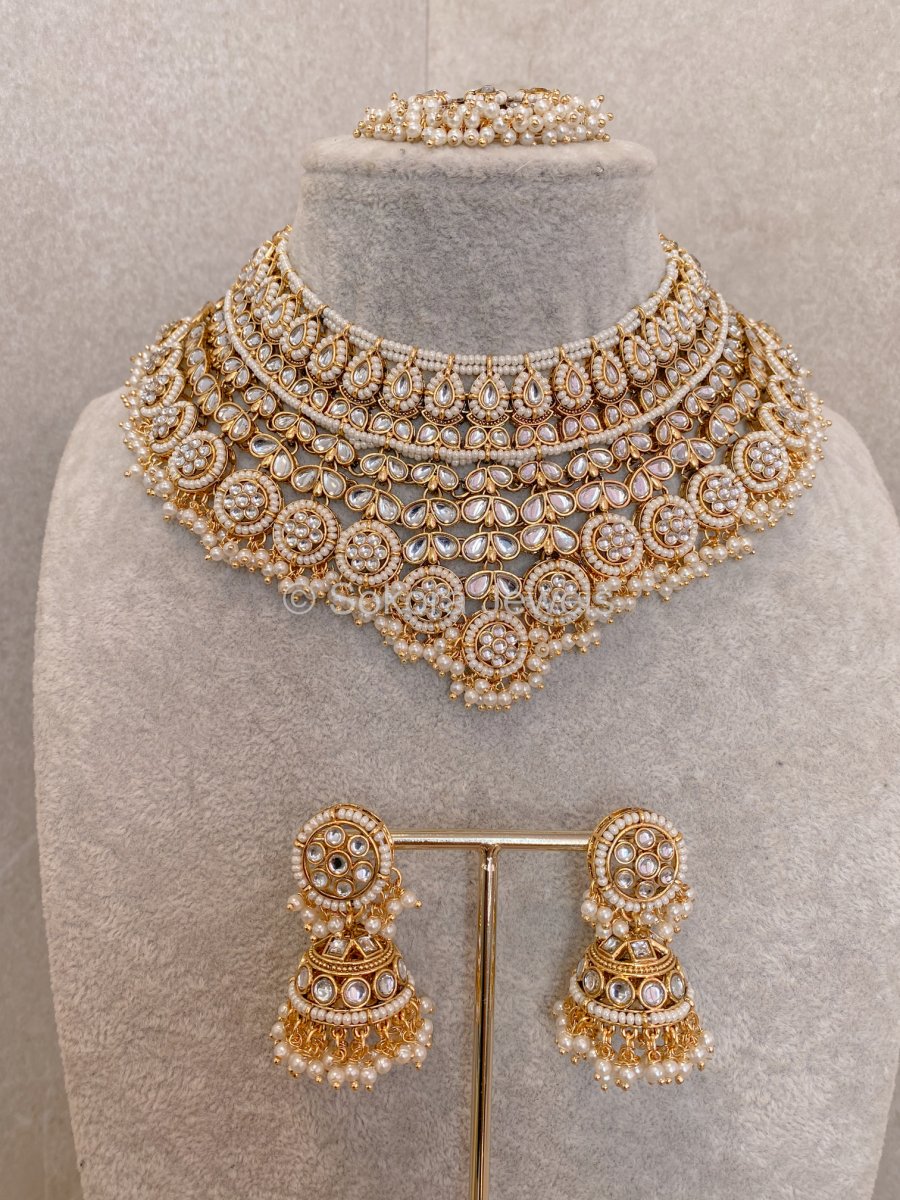 Navneet Faux Kundan Set - White - SOKORA JEWELSNavneet Faux Kundan Set - WhiteNECKLACE SETS