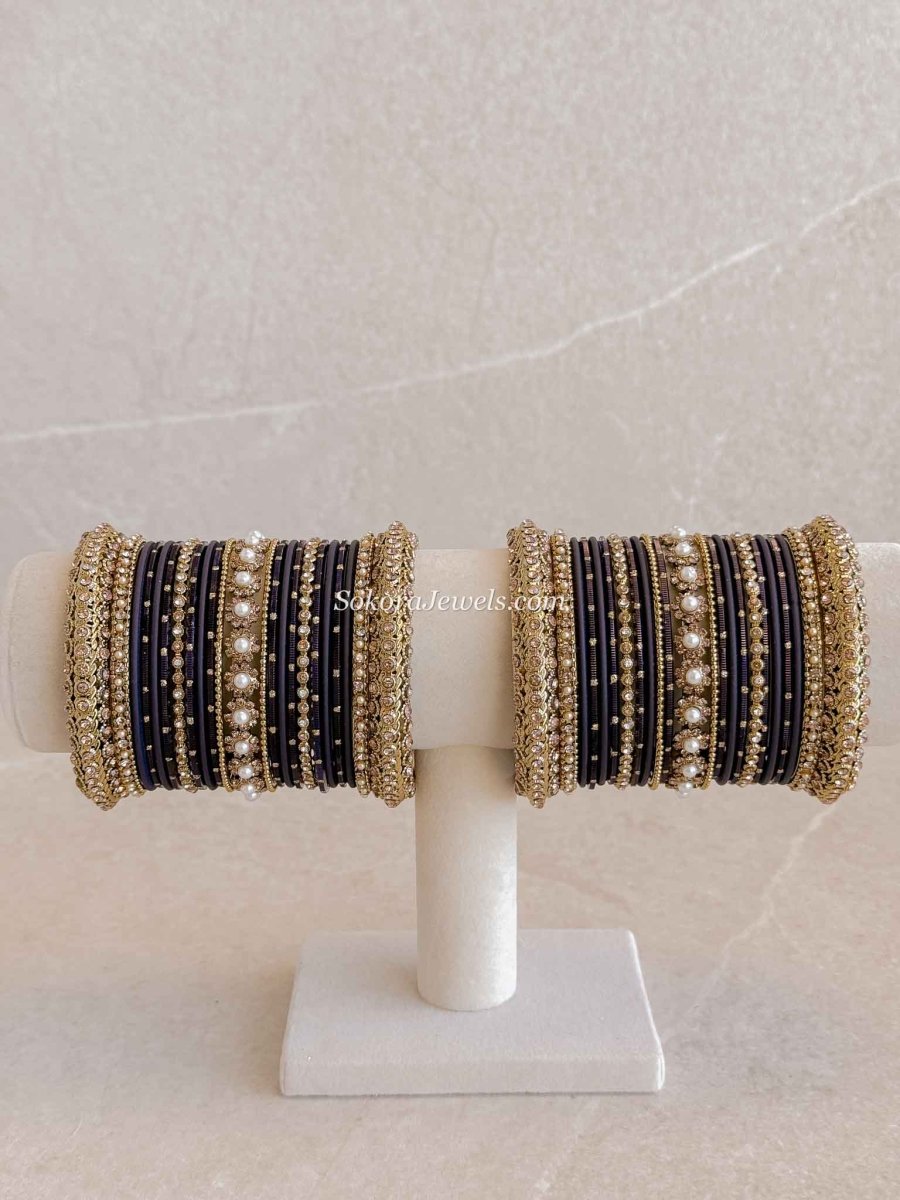 Navy Blue Bangles Set - SOKORA JEWELSNavy Blue Bangles SetBANGLES
