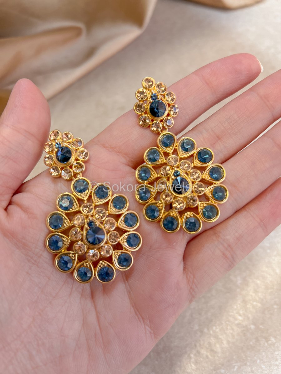 Navy Crystal Earrings - SOKORA JEWELSNavy Crystal Earrings