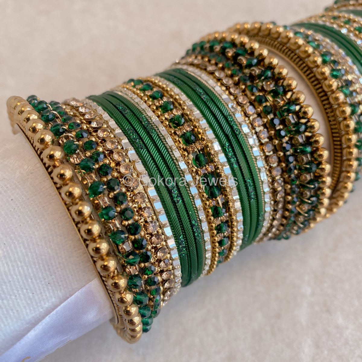 Nazia Midi Bangle Set - Green - SOKORA JEWELSNazia Midi Bangle Set - GreenBANGLES