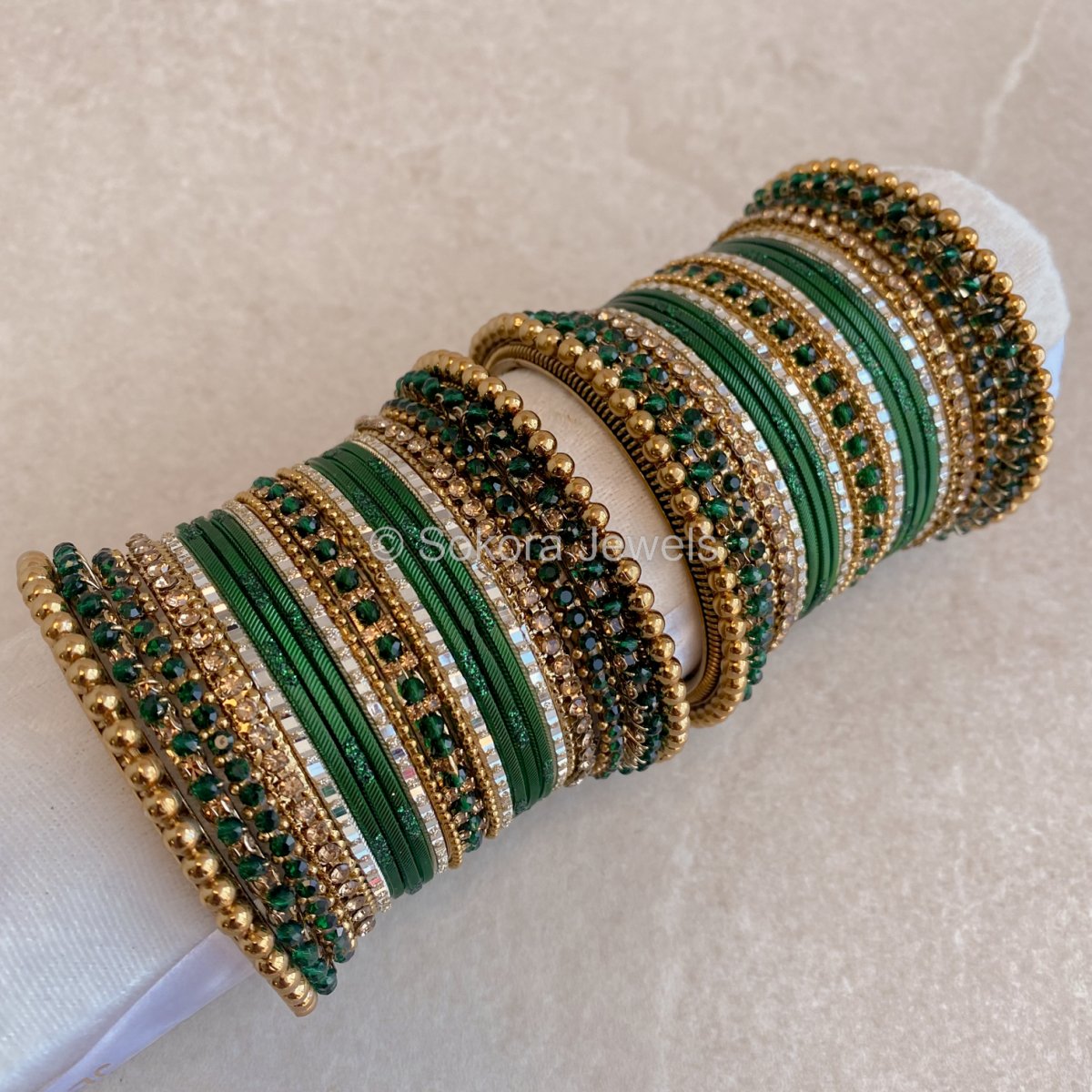 Nazia Midi Bangle Set - Green - SOKORA JEWELSNazia Midi Bangle Set - GreenBANGLES