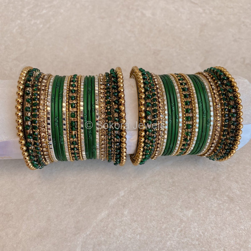 Nazia Midi Bangle Set - Green - SOKORA JEWELSNazia Midi Bangle Set - GreenBANGLES