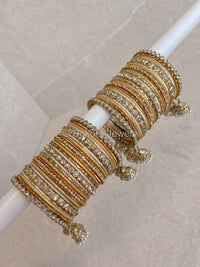 Neha Luxury Bangle Set - Golden - SOKORA JEWELSNeha Luxury Bangle Set - GoldenBANGLES