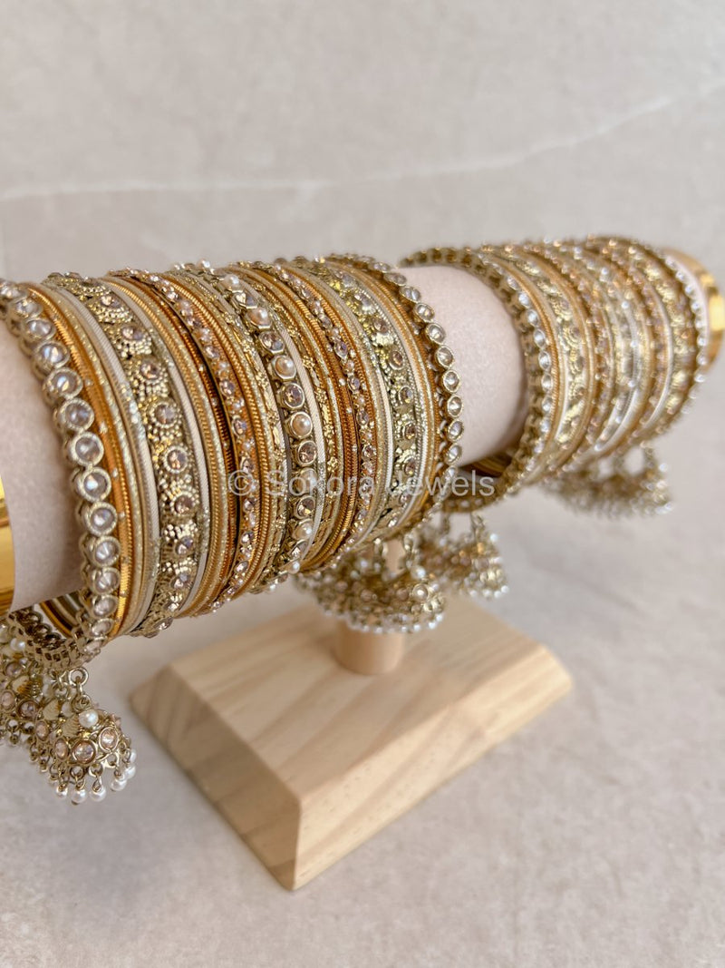 Neha Luxury Bangle Set - Golden - SOKORA JEWELSNeha Luxury Bangle Set - GoldenBANGLES