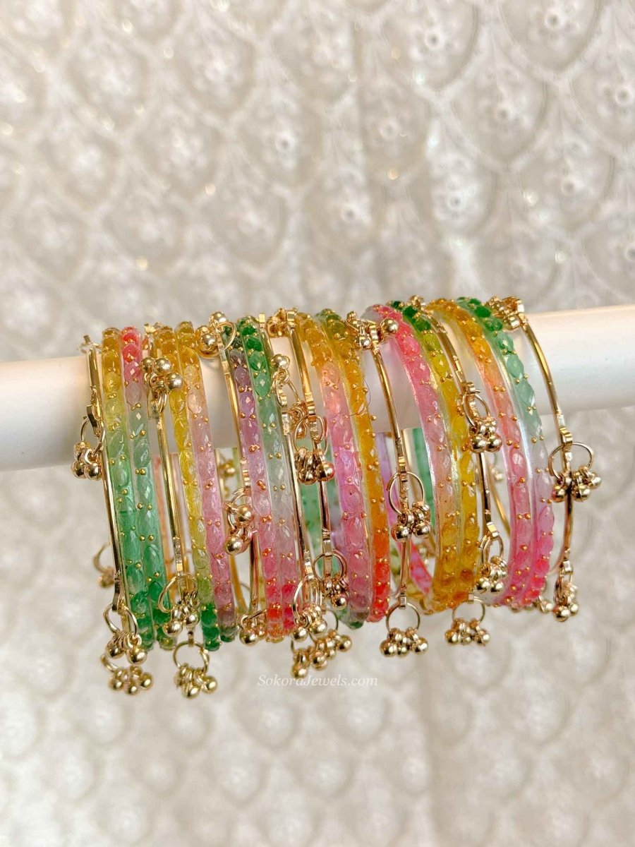 New! Gold & Multicolour Glass Kashmiri Bangle set - SOKORA JEWELSNew! Gold & Multicolour Glass Kashmiri Bangle setBANGLES