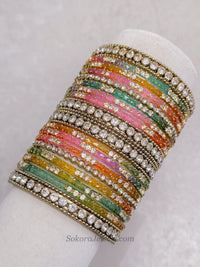 New! Multicolour Glass & Crystal Bangles Set - SOKORA JEWELSNew! Multicolour Glass & Crystal Bangles SetBANGLES
