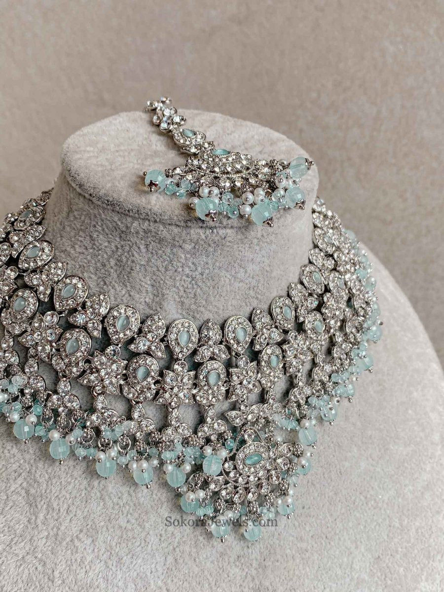 New Silver Necklace Set - 7 Colour Options - SOKORA JEWELSNew Silver Necklace Set - 7 Colour Optionsnecklace sets