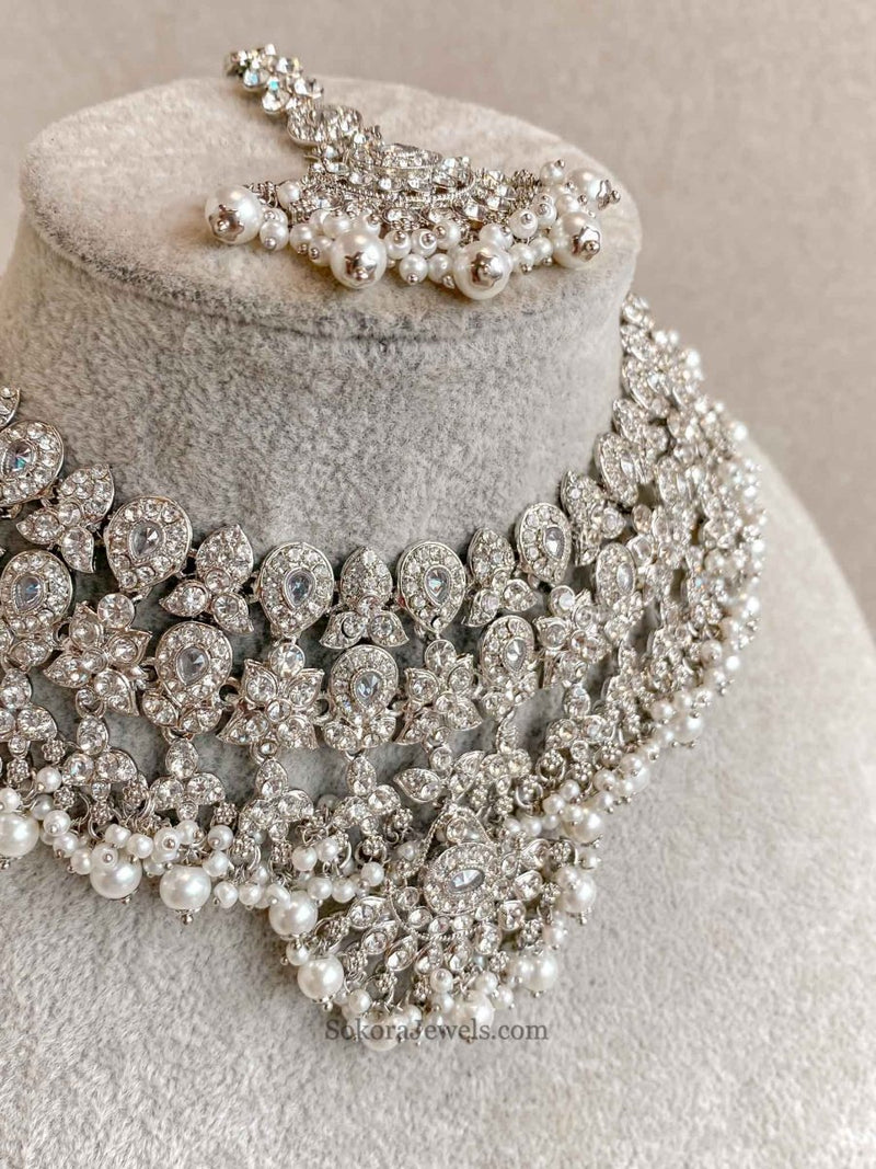 New Silver Necklace Set - 7 Colour Options - SOKORA JEWELSNew Silver Necklace Set - 7 Colour Optionsnecklace sets