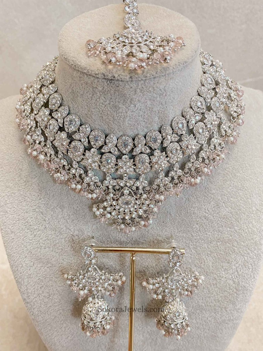 New Silver Necklace Set - 7 Colour Options - SOKORA JEWELSNew Silver Necklace Set - 7 Colour Optionsnecklace sets