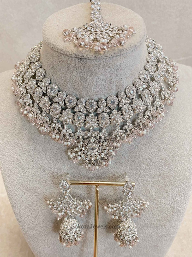 New Silver Necklace Set - 7 Colour Options - SOKORA JEWELSNew Silver Necklace Set - 7 Colour Optionsnecklace sets