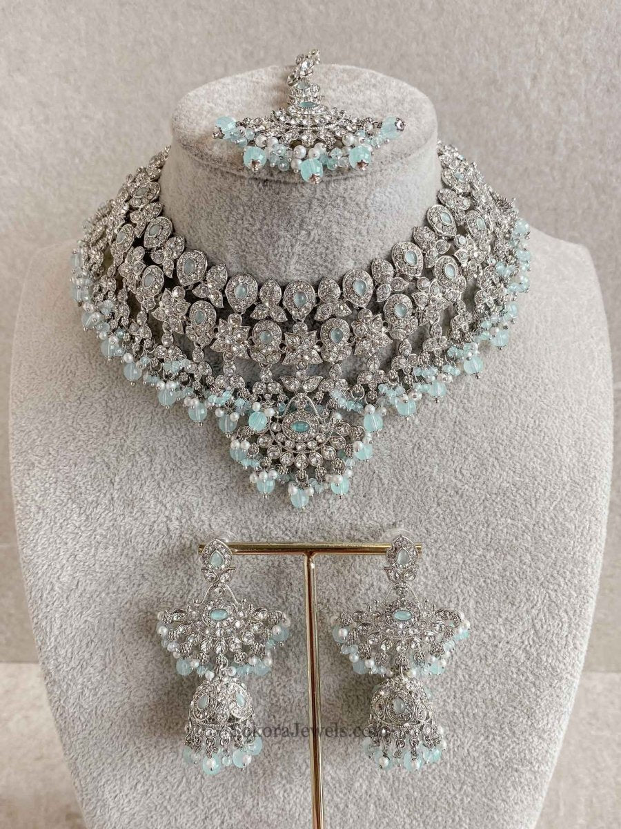 New Silver Necklace Set - 7 Colour Options - SOKORA JEWELSNew Silver Necklace Set - 7 Colour Optionsnecklace sets