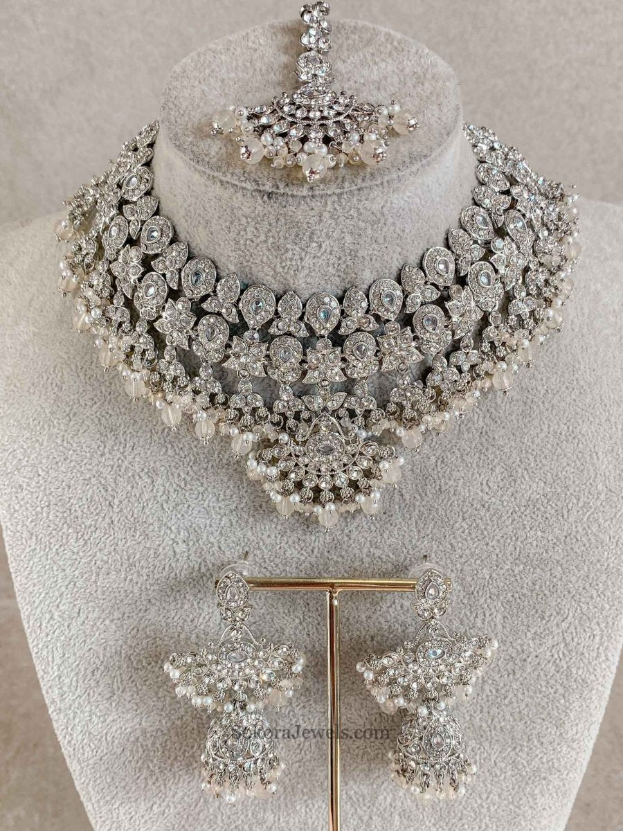 New Silver Necklace Set - 7 Colour Options - SOKORA JEWELSNew Silver Necklace Set - 7 Colour Optionsnecklace sets