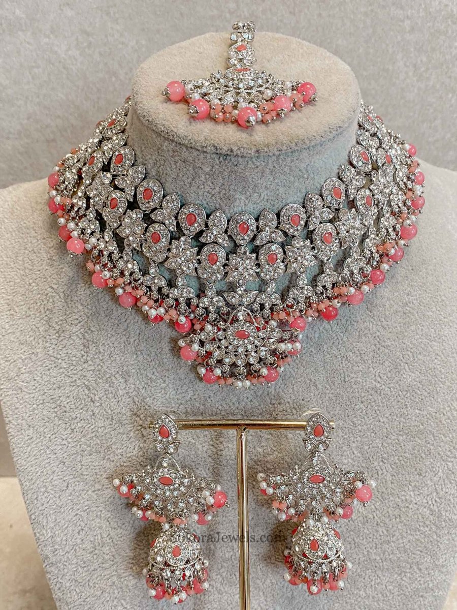 New Silver Necklace Set - 7 Colour Options - SOKORA JEWELSNew Silver Necklace Set - 7 Colour Optionsnecklace sets