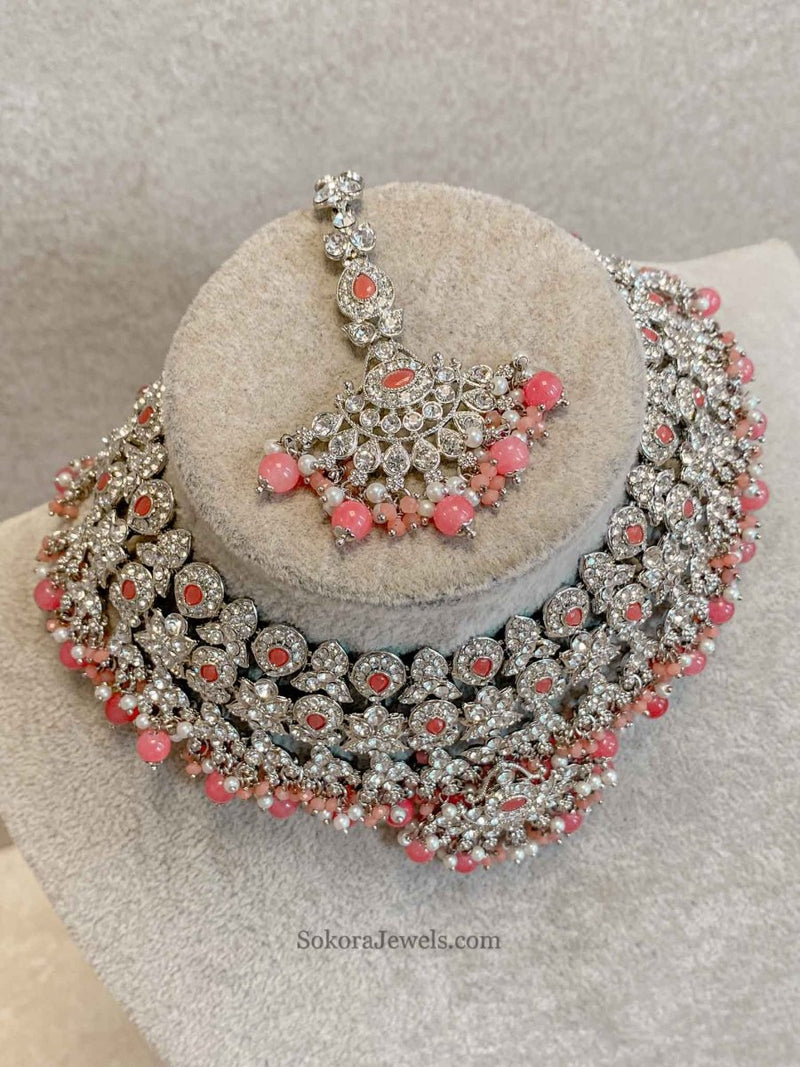 New Silver Necklace Set - 7 Colour Options - SOKORA JEWELSNew Silver Necklace Set - 7 Colour Optionsnecklace sets