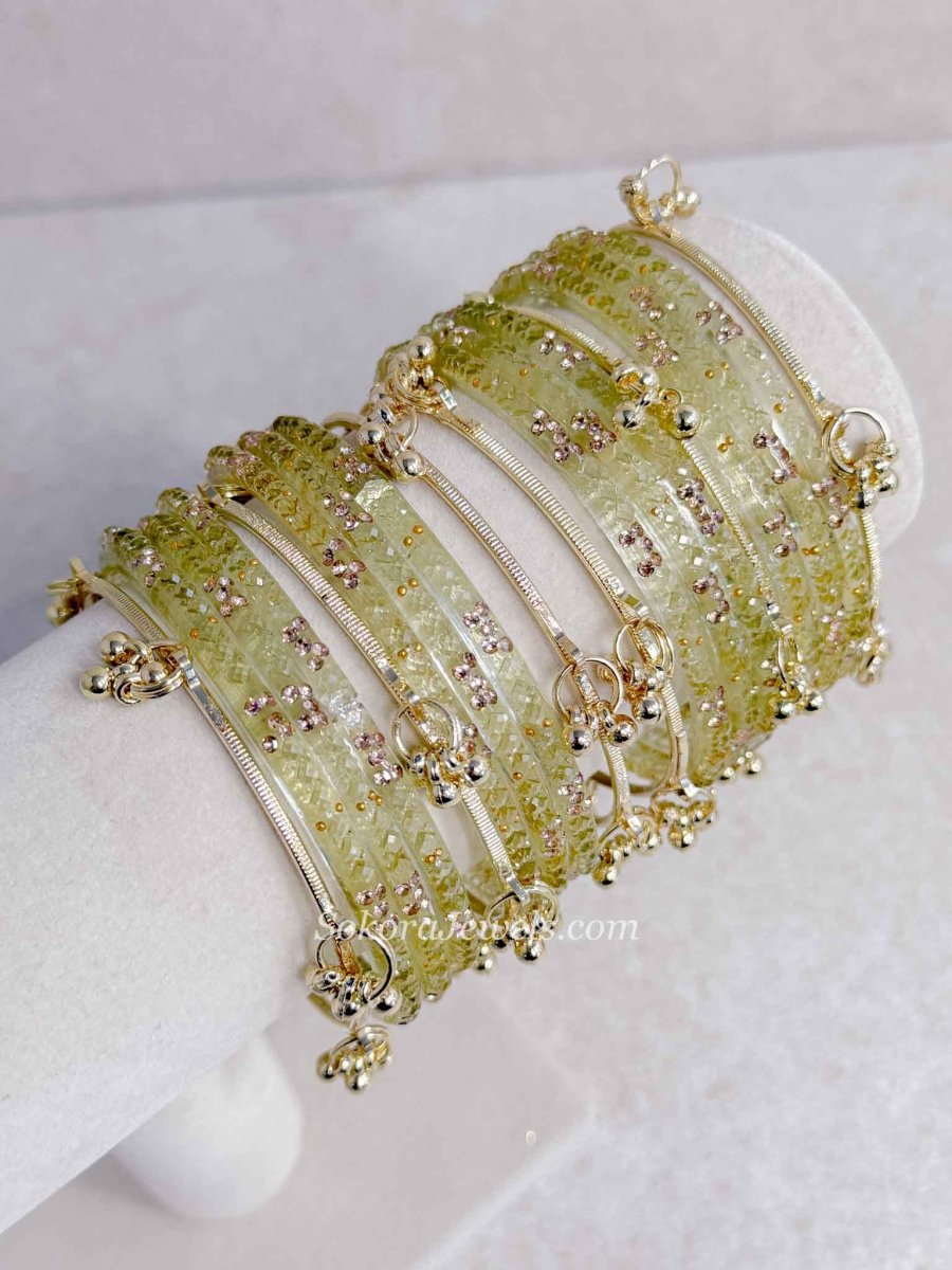 New! Viral Kashmiri Glass Bangle Set with Ghungroo - SOKORA JEWELSNew! Viral Kashmiri Glass Bangle Set with GhungrooBANGLES