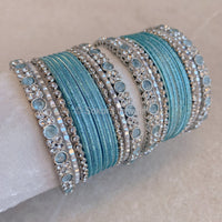 Nida Mini Bangle Set - Silver Blue - SOKORA JEWELSNida Mini Bangle Set - Silver BlueBANGLES