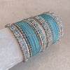 Nida Mini Bangle Set - Silver Blue - SOKORA JEWELSNida Mini Bangle Set - Silver BlueBANGLES