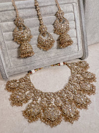 Nilam Bridal Necklace Set - Champagne - SOKORA JEWELSNilam Bridal Necklace Set - Champagne