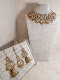 Nilam Bridal Necklace Set - Champagne - SOKORA JEWELSNilam Bridal Necklace Set - Champagne