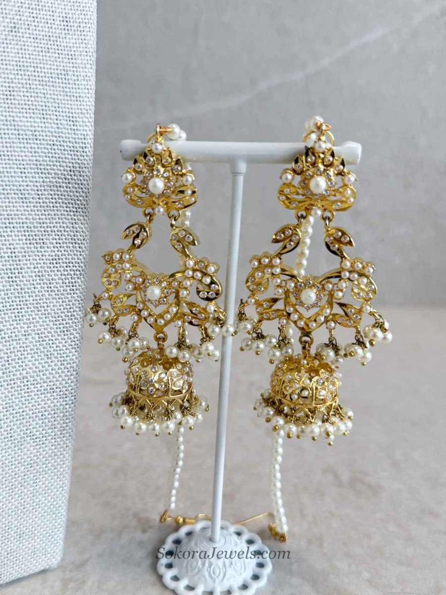 Nilofer Bridal Necklace set - Pearl - SOKORA JEWELSNilofer Bridal Necklace set - Pearl