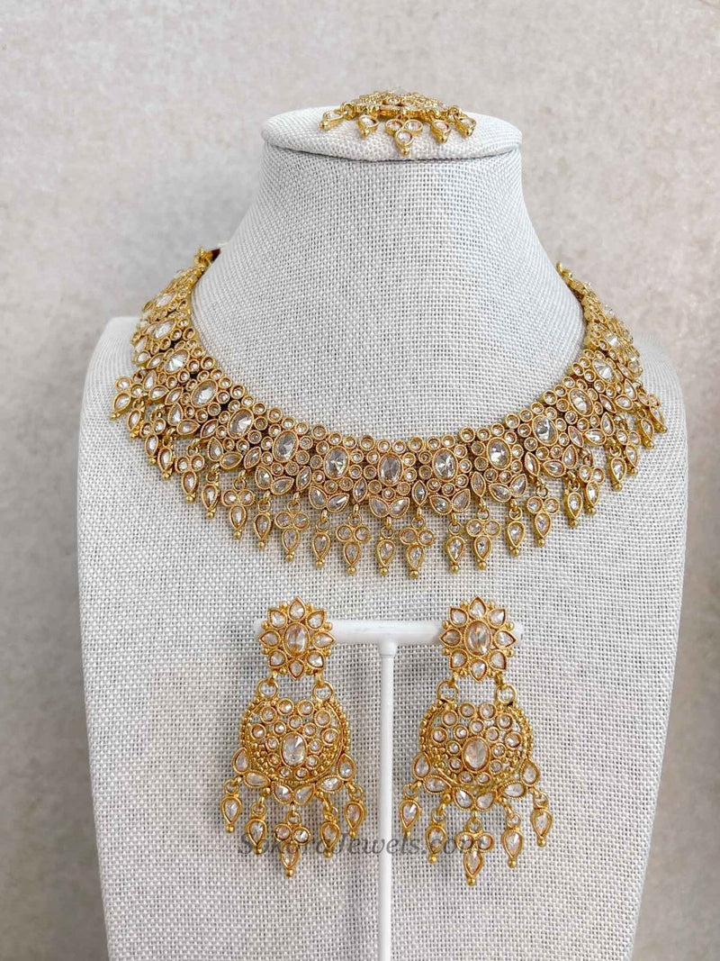 Nimmi Gold Crystal Necklace set - SOKORA JEWELSNimmi Gold Crystal Necklace setNECKLACE SETS