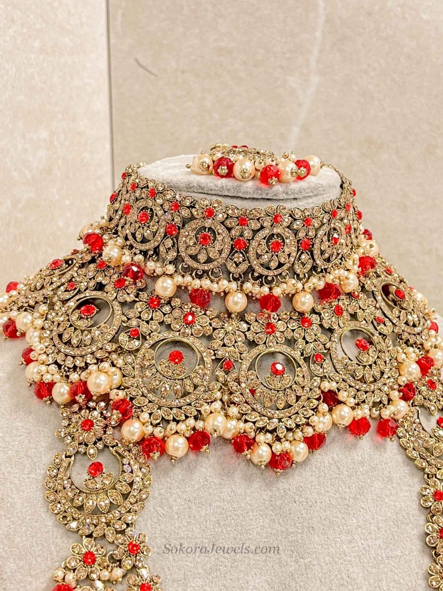 NOOR Bridal Necklace set - Red - SOKORA JEWELSNOOR Bridal Necklace set - Red