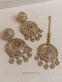 Noor Mahal Filigree Earring & Tikka Set - SOKORA JEWELSNoor Mahal Filigree Earring & Tikka Set