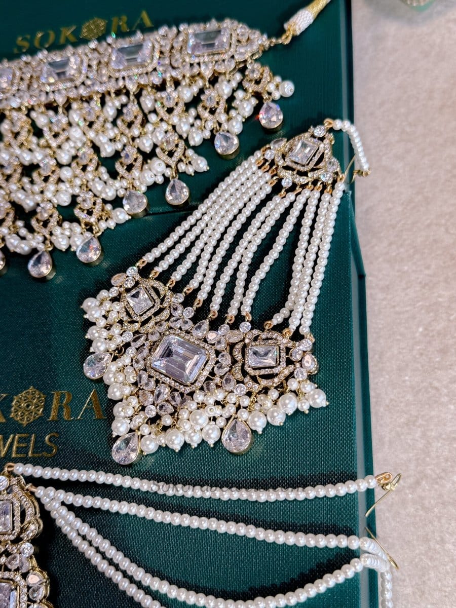Noor Mahal Pearl Bridal Choker Set - SOKORA JEWELSNoor Mahal Pearl Bridal Choker SetNECKLACE SETS
