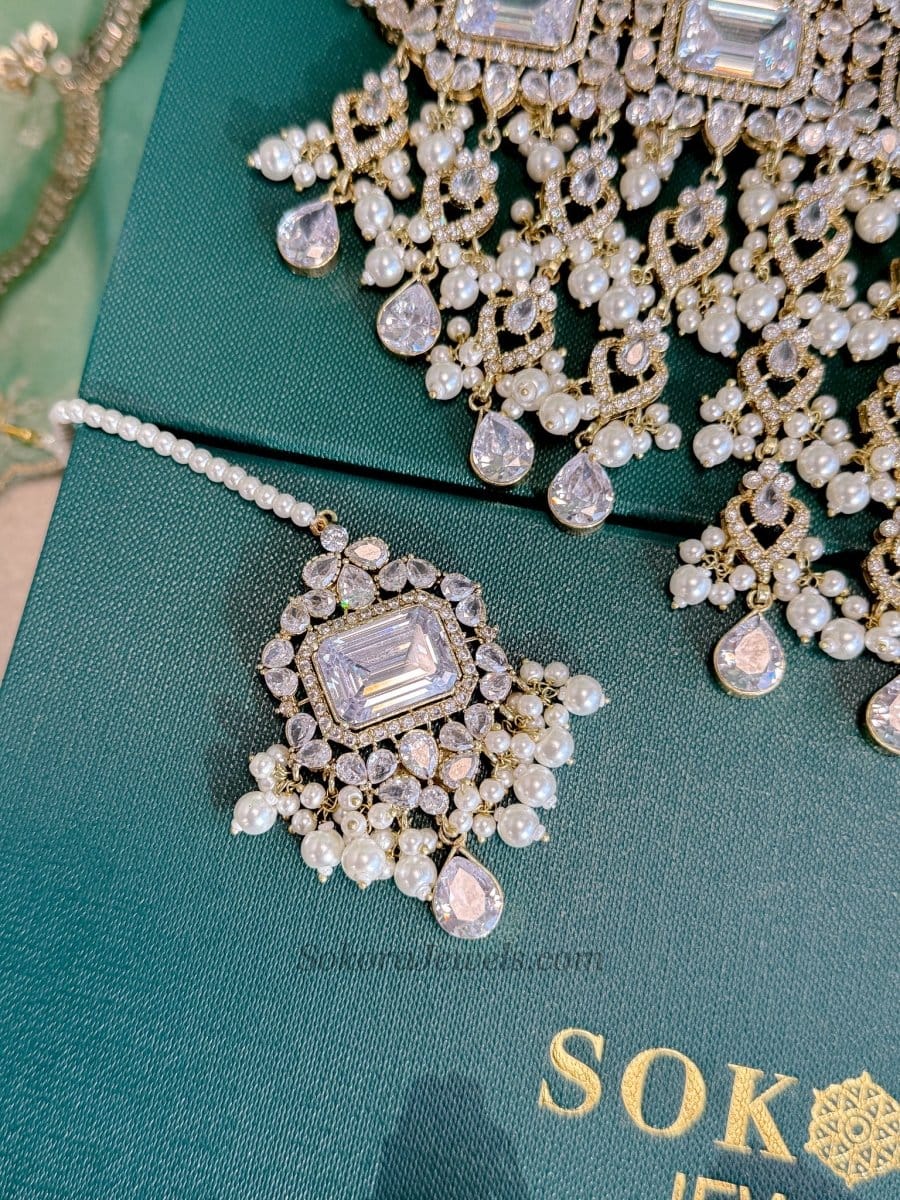 Noor Mahal Pearl Bridal Choker Set - SOKORA JEWELSNoor Mahal Pearl Bridal Choker SetNECKLACE SETS
