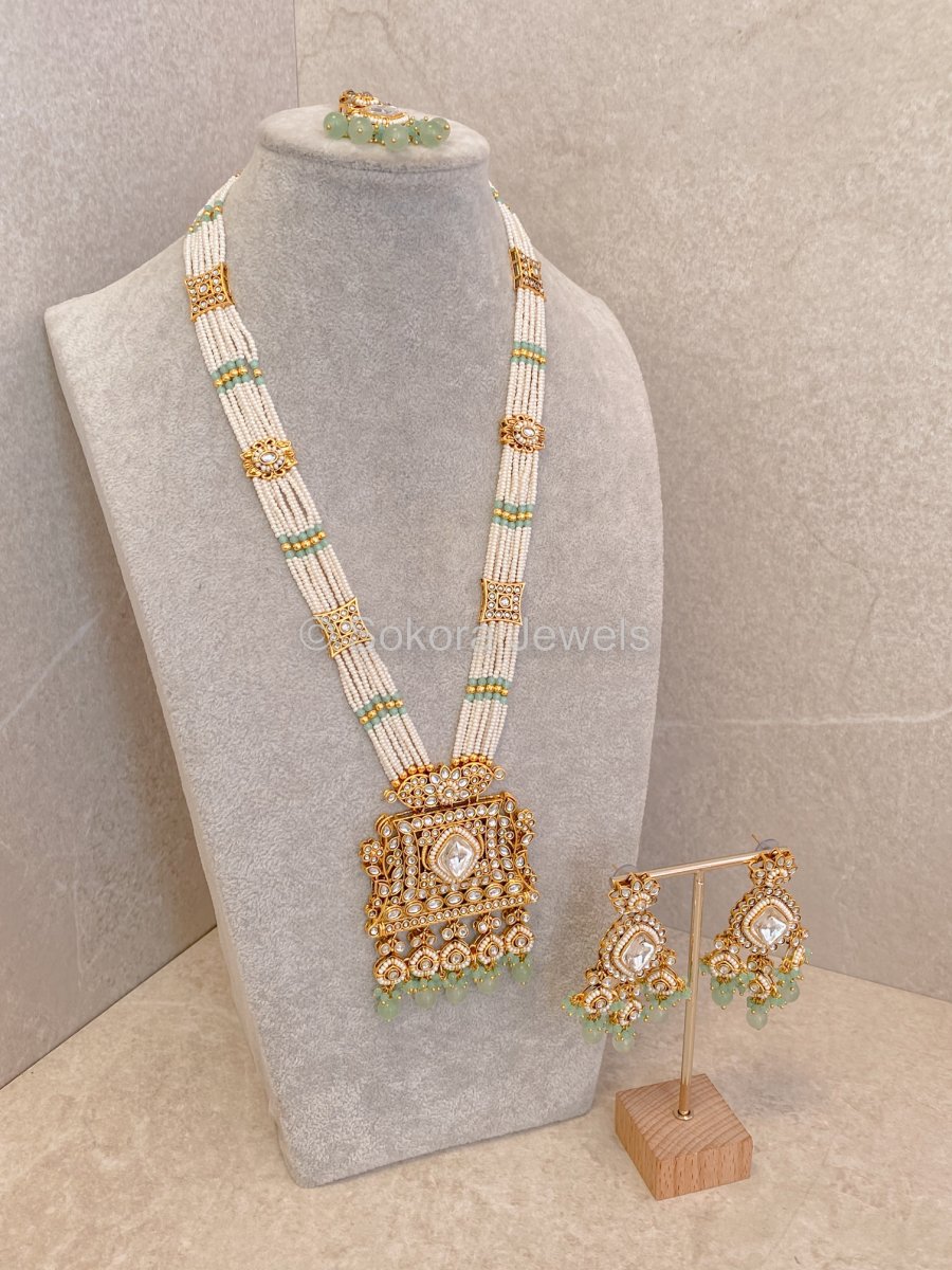 Noyaa Long Necklace Set - Mint - SOKORA JEWELSNoyaa Long Necklace Set - Mint