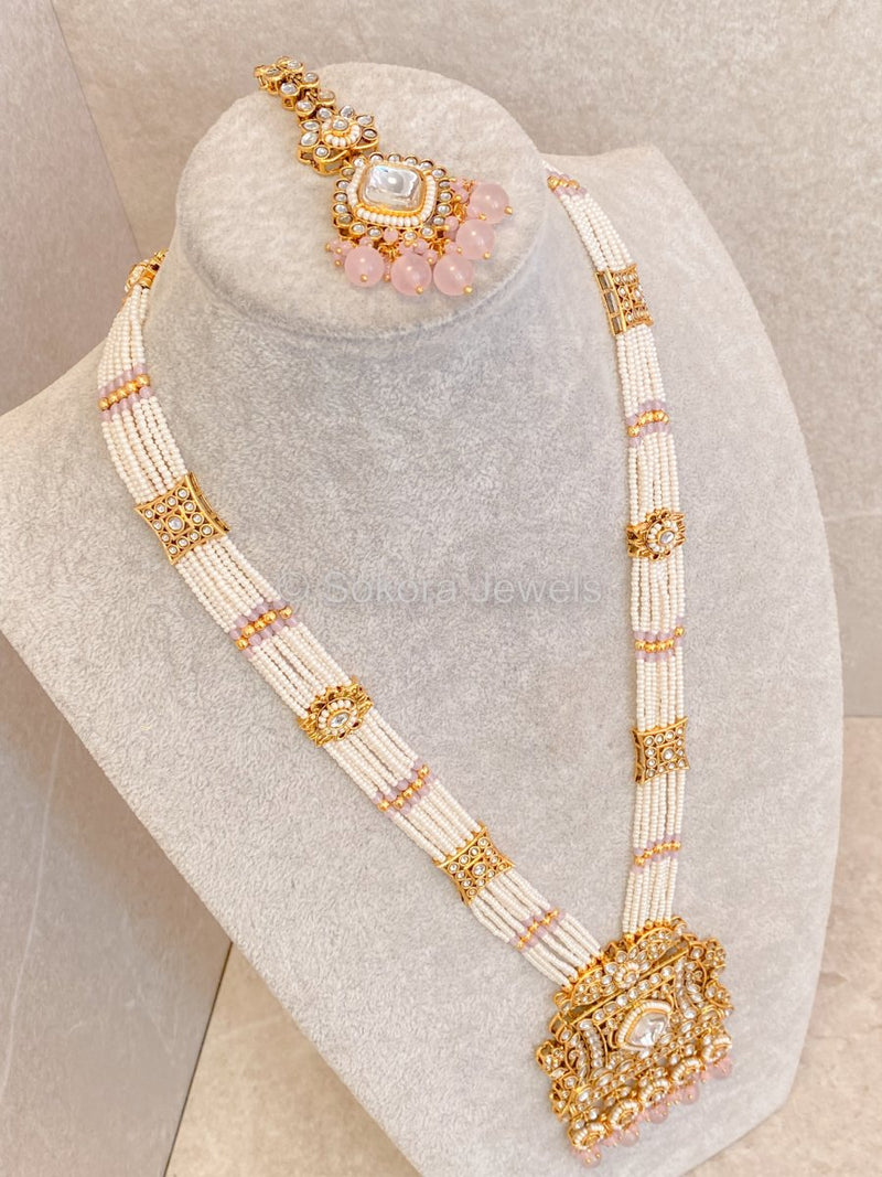 Noyaa Long Necklace Set - Pink - SOKORA JEWELSNoyaa Long Necklace Set - Pink