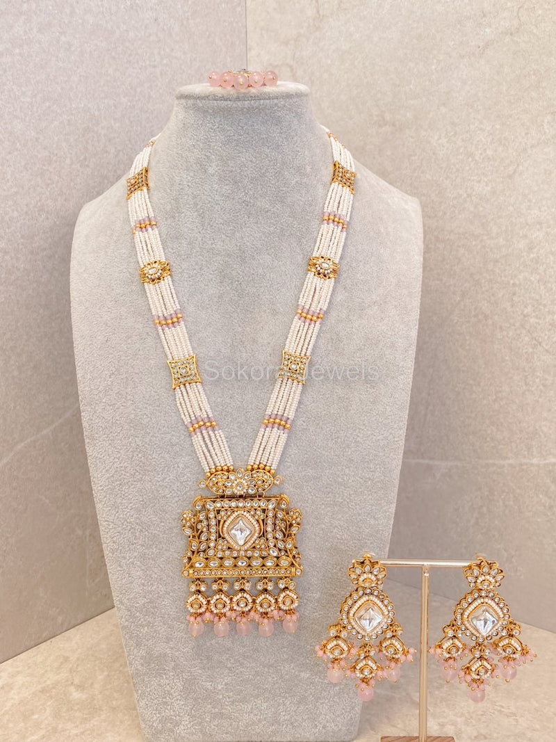 Noyaa Long Necklace Set - Pink - SOKORA JEWELSNoyaa Long Necklace Set - Pink