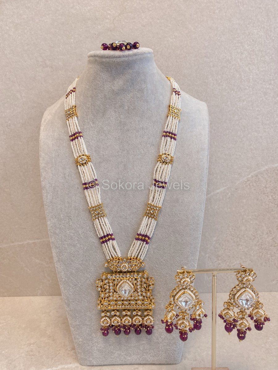 Noyaa Long Necklace Set - Purple - SOKORA JEWELSNoyaa Long Necklace Set - Purple