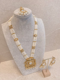 Noyaa Long Necklace Set - White - SOKORA JEWELSNoyaa Long Necklace Set - White