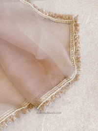 Nude Organza Bridal Veil Dupatta - SOKORA JEWELSNude Organza Bridal Veil Dupatta