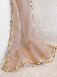 Nude Organza Bridal Veil Dupatta - SOKORA JEWELSNude Organza Bridal Veil Dupatta