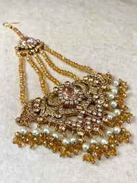 Nura Golden Jhumar - Amber Yellow - SOKORA JEWELSNura Golden Jhumar - Amber Yellow