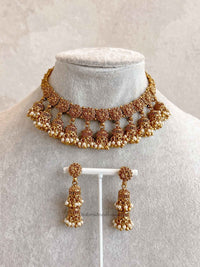 Nura Jhumka Detail Necklace set Gold Ball & Pearl - SOKORA JEWELSNura Jhumka Detail Necklace set Gold Ball & PearlNECKLACE SETS