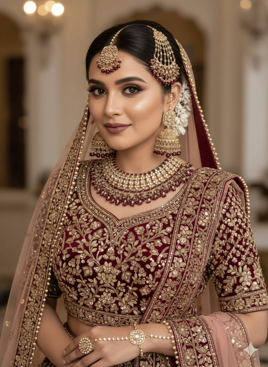 Nyla Gold Plated Bridal Set - Maroon - SOKORA JEWELSNyla Gold Plated Bridal Set - Marooncustom