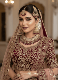 Nyla Gold Plated Bridal Set - Maroon - SOKORA JEWELSNyla Gold Plated Bridal Set - Marooncustom