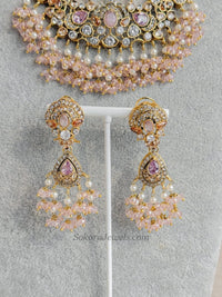 Omniya Bridal Necklace Set - Light Pink - SOKORA JEWELSOmniya Bridal Necklace Set - Light Pink
