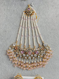 Omniya Bridal Necklace Set - Light Pink - SOKORA JEWELSOmniya Bridal Necklace Set - Light Pink
