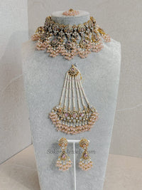 Omniya Bridal Necklace Set - Light Pink - SOKORA JEWELSOmniya Bridal Necklace Set - Light Pink