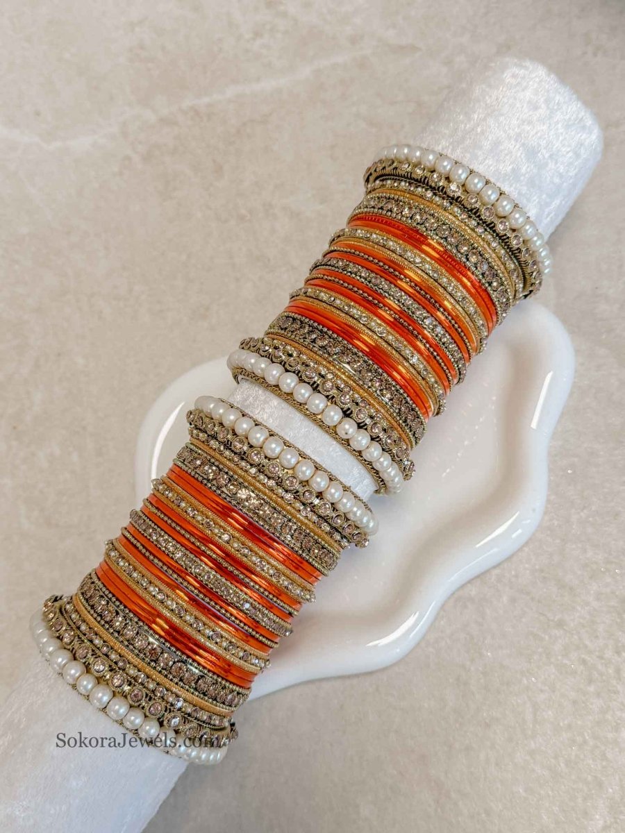 Orange Bangle Set - SOKORA JEWELSOrange Bangle SetBANGLES