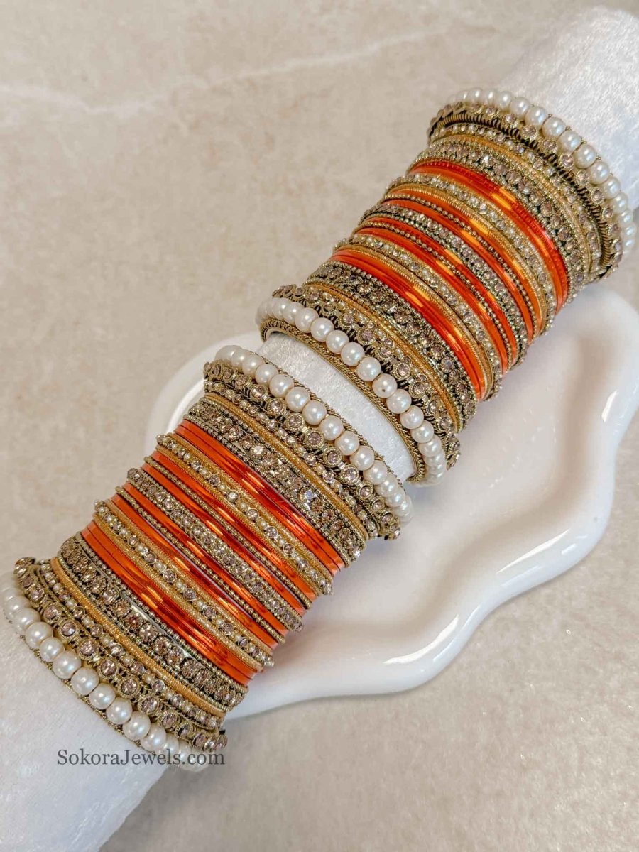 Orange Bangle Set - SOKORA JEWELSOrange Bangle SetBANGLES