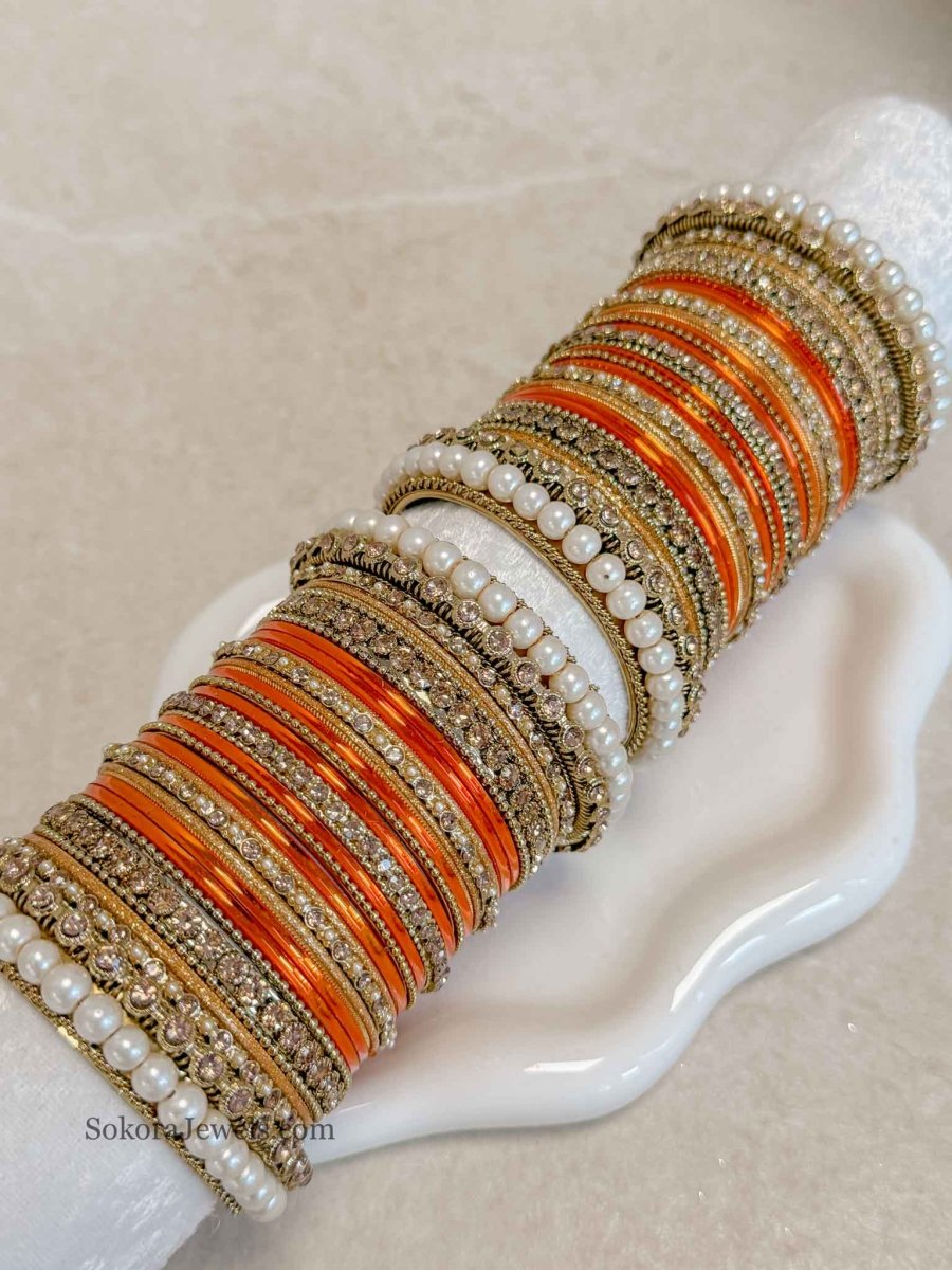 Orange Bangle Set - SOKORA JEWELSOrange Bangle SetBANGLES