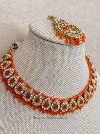 Orange Bead Necklace Set for Mendhi or Haldi Party - SOKORA JEWELSOrange Bead Necklace Set for Mendhi or Haldi PartyNECKLACE SETS