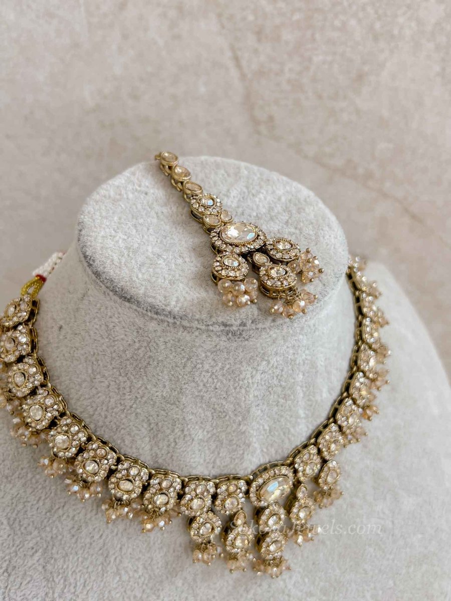Oval Gem Champagne Necklace set - SOKORA JEWELSOval Gem Champagne Necklace set